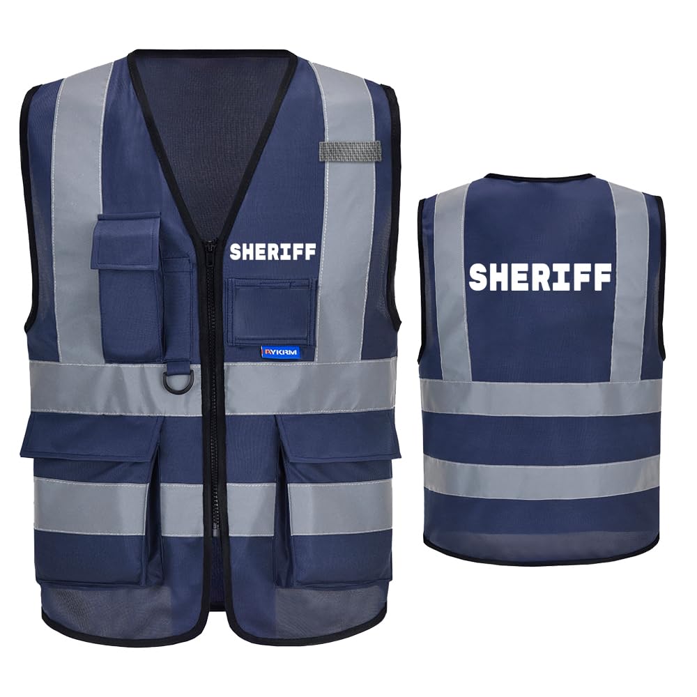 Reflective Security Safety Vests Heavy Duty with 7 Pockets and Front Zipper