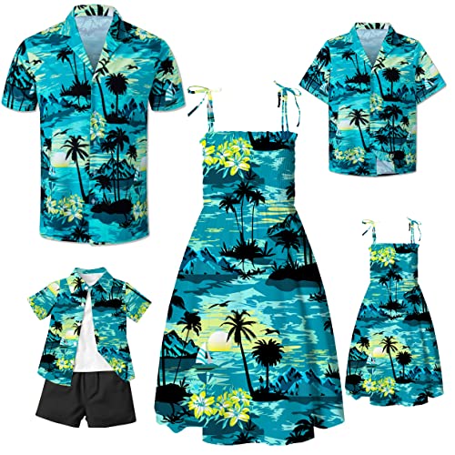 SANGTREE Family Matching Hawaiian Outfits Men Women Girl Boy Clothes