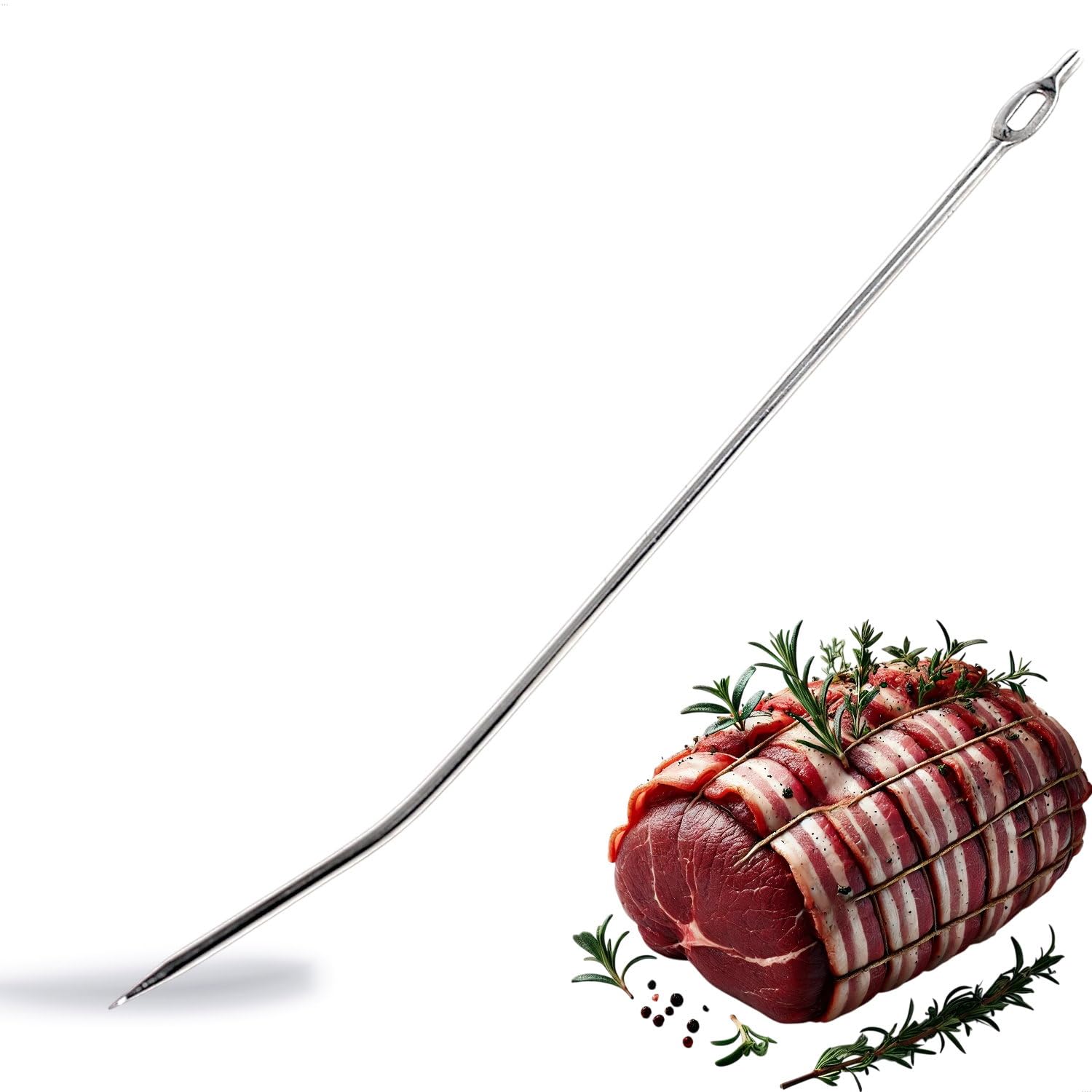 Kerafactum Stainless Steel Meat Needle, 20cm, Silver, Blunt Point, Trussing & Larding