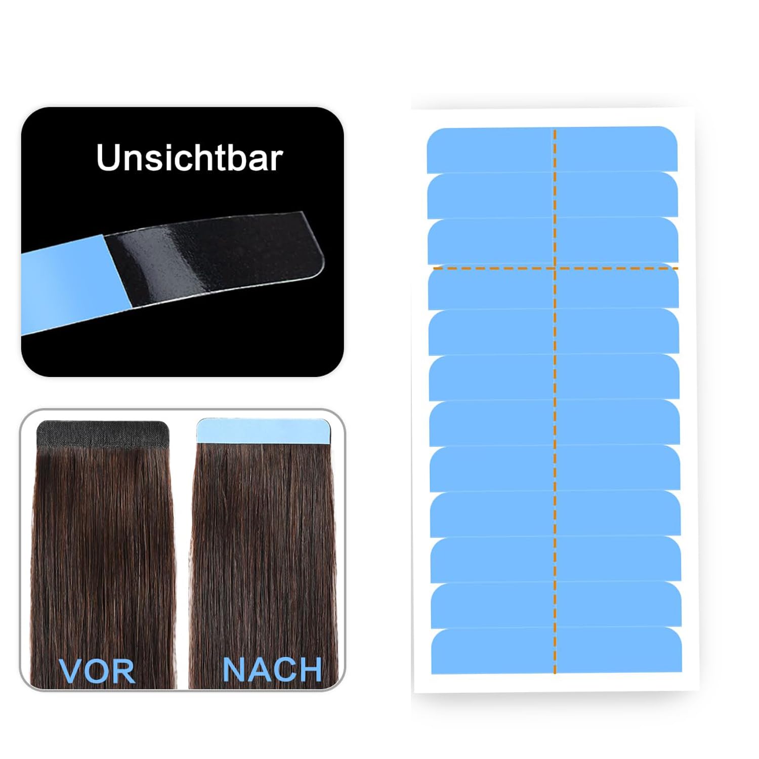 WUBAYI 60 cintas adhesivas para pelucas, 4 cm x 0,8 cm, ultrafuertes, resistentes al agua para extensiones sin costuras, cinta ultra adherente, cinta duradera para pelucas de pelo humano y sintético