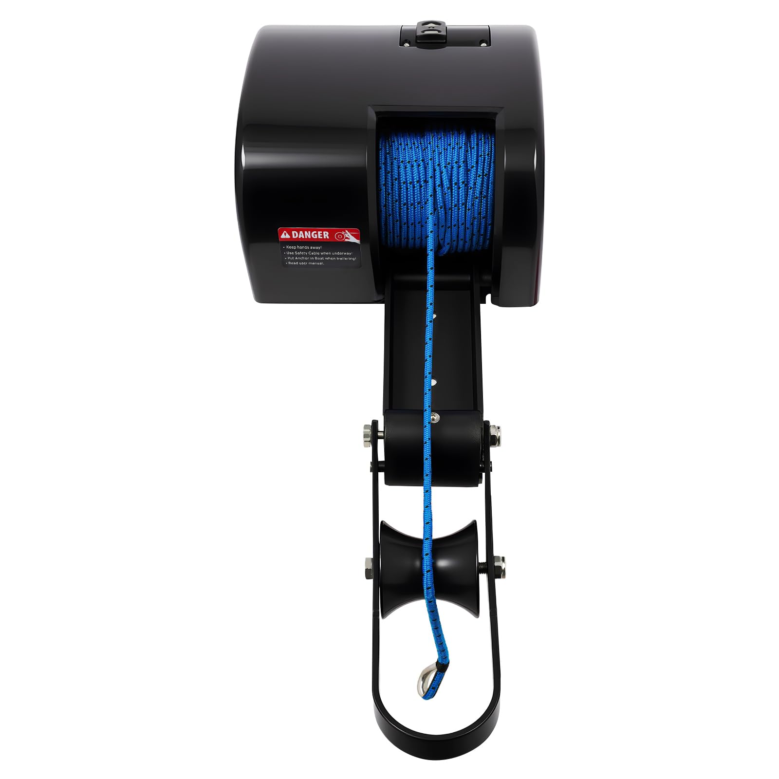 OUKANING 35LBS Elektrische Ankerwinde mit Fernbedienung, 12V Motor, 100ft/30.5m Tau für Boote bis 24ft, 17kg Bruchlast, Rostfrei, Schwarz, mit Vollständigem Zubehör