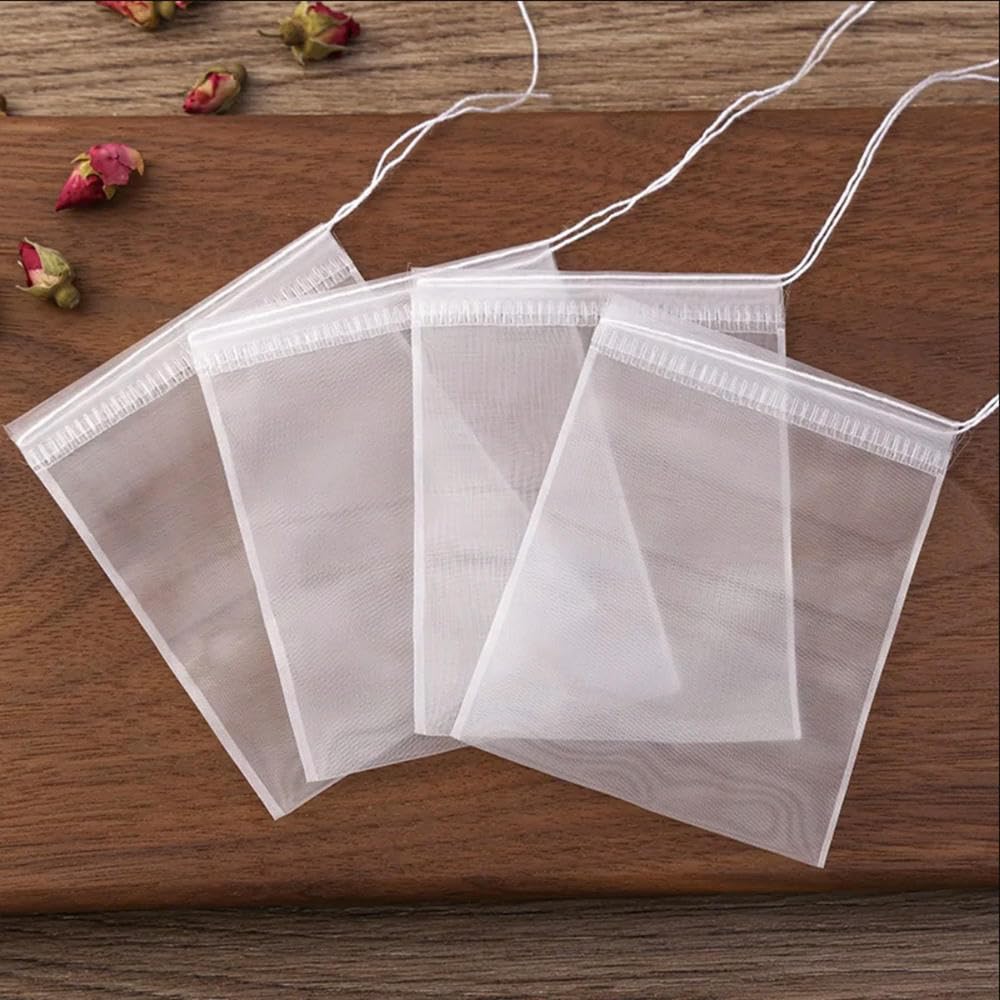 Bolsas de té vacías con cuerda, Bolsitas de té reutilizables con cordón for té de hojas sueltas, café y especias (50 unidades, varios tamaños)(10x12cm)