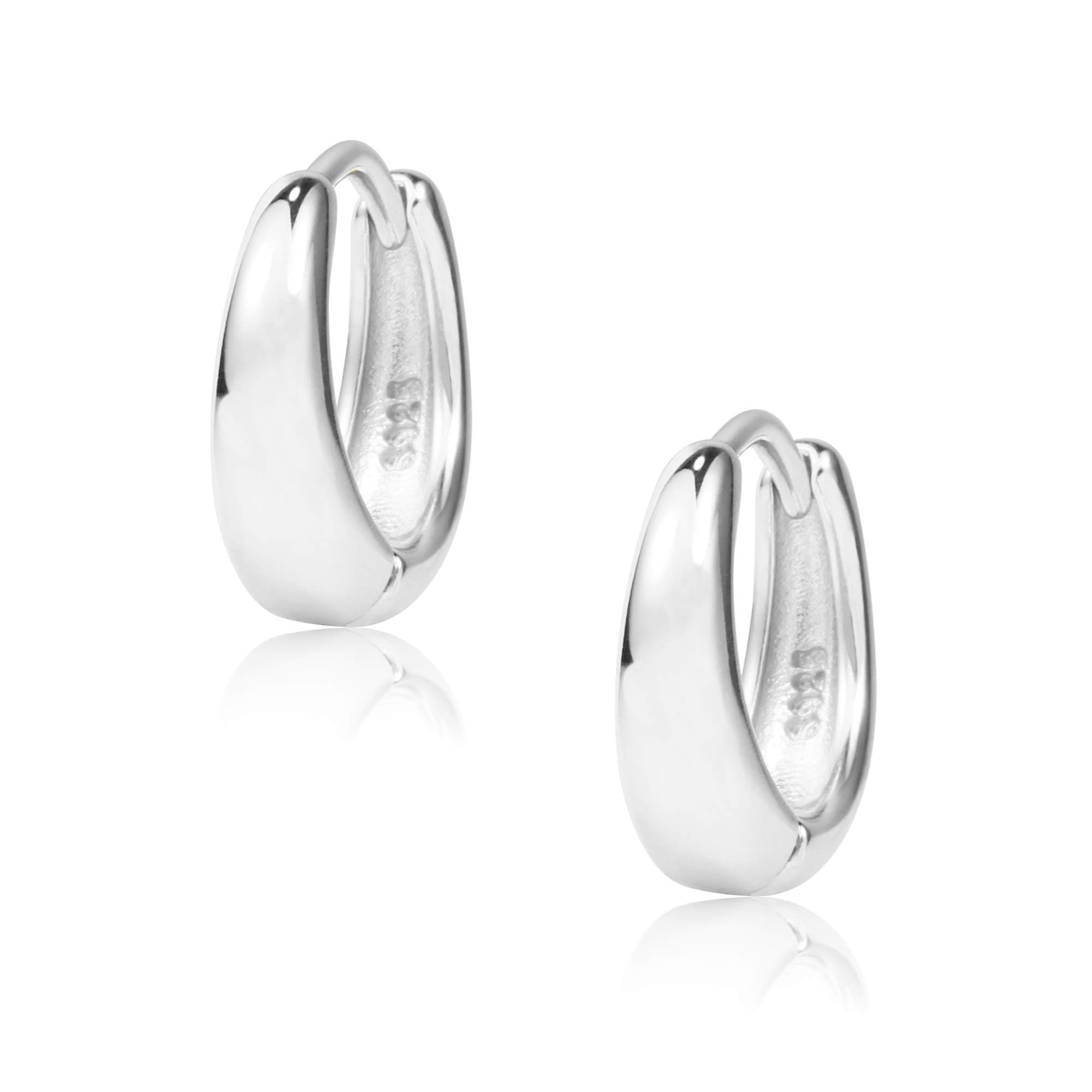 ALEXCRAFT Orecchini Donna Argento 925 a Cerchio Oro Placcato 14K/ Oro Bianco Cerchietti Piccoli con Confezione