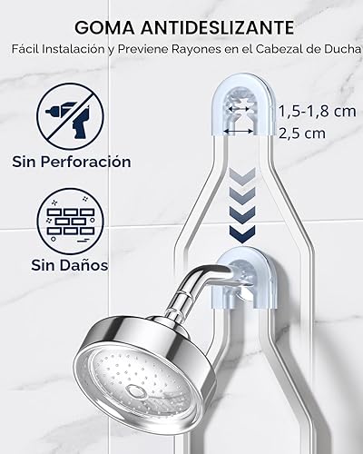 Miniatura 6 de YASONIC Organizador de Ducha Colgante, Organizador de Ducha Antióxido Colgante, Estantes de Ducha de Aluminio para Interior de Ducha con Ganchos