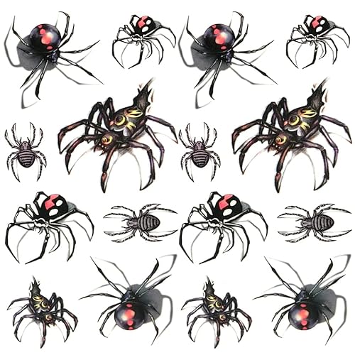Oottati Small Cute Temporary Tattoo Spider 3D Halloween (Set of 2)