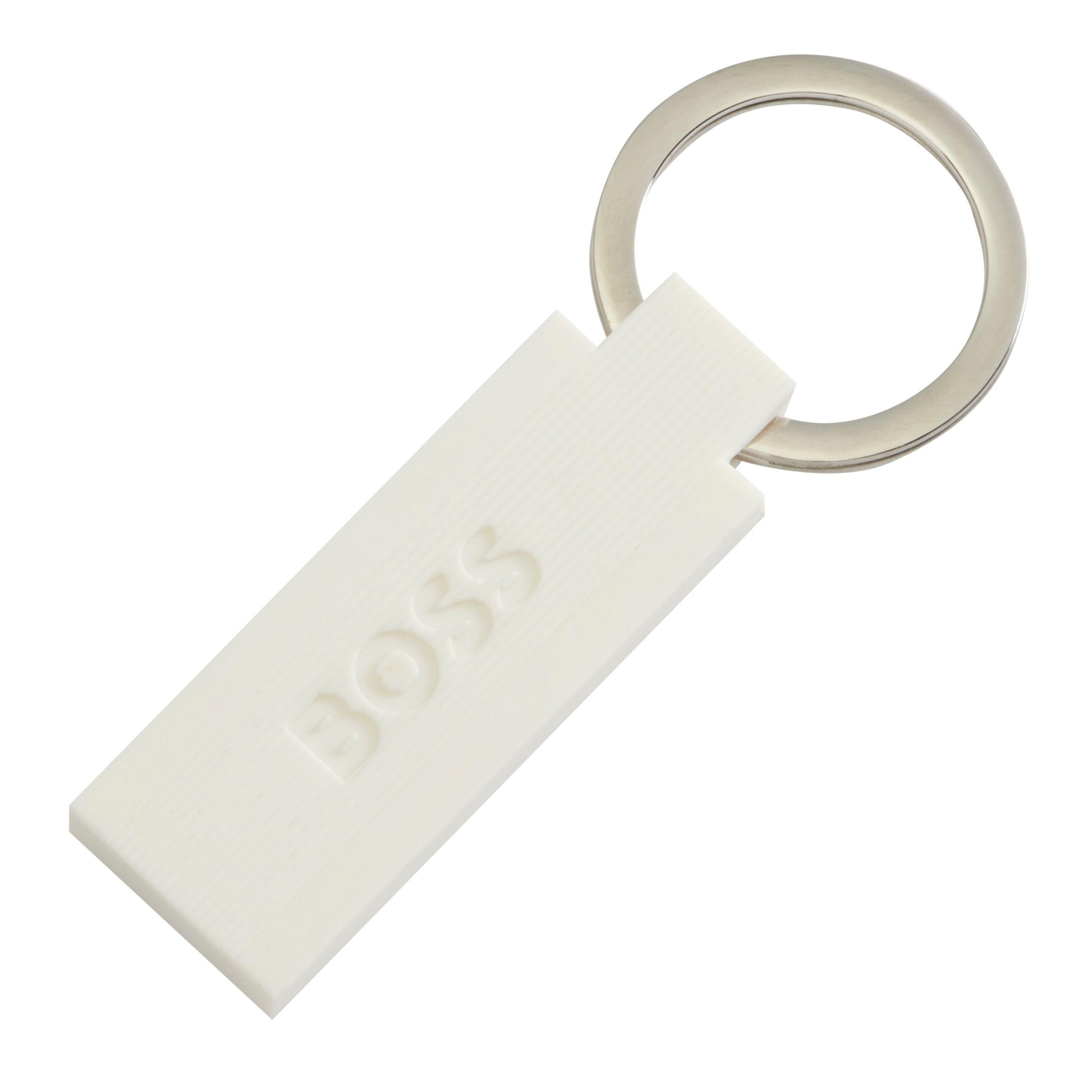 HUGO BOSS Iconic Edge Keyring, White, Unisex-Adult
