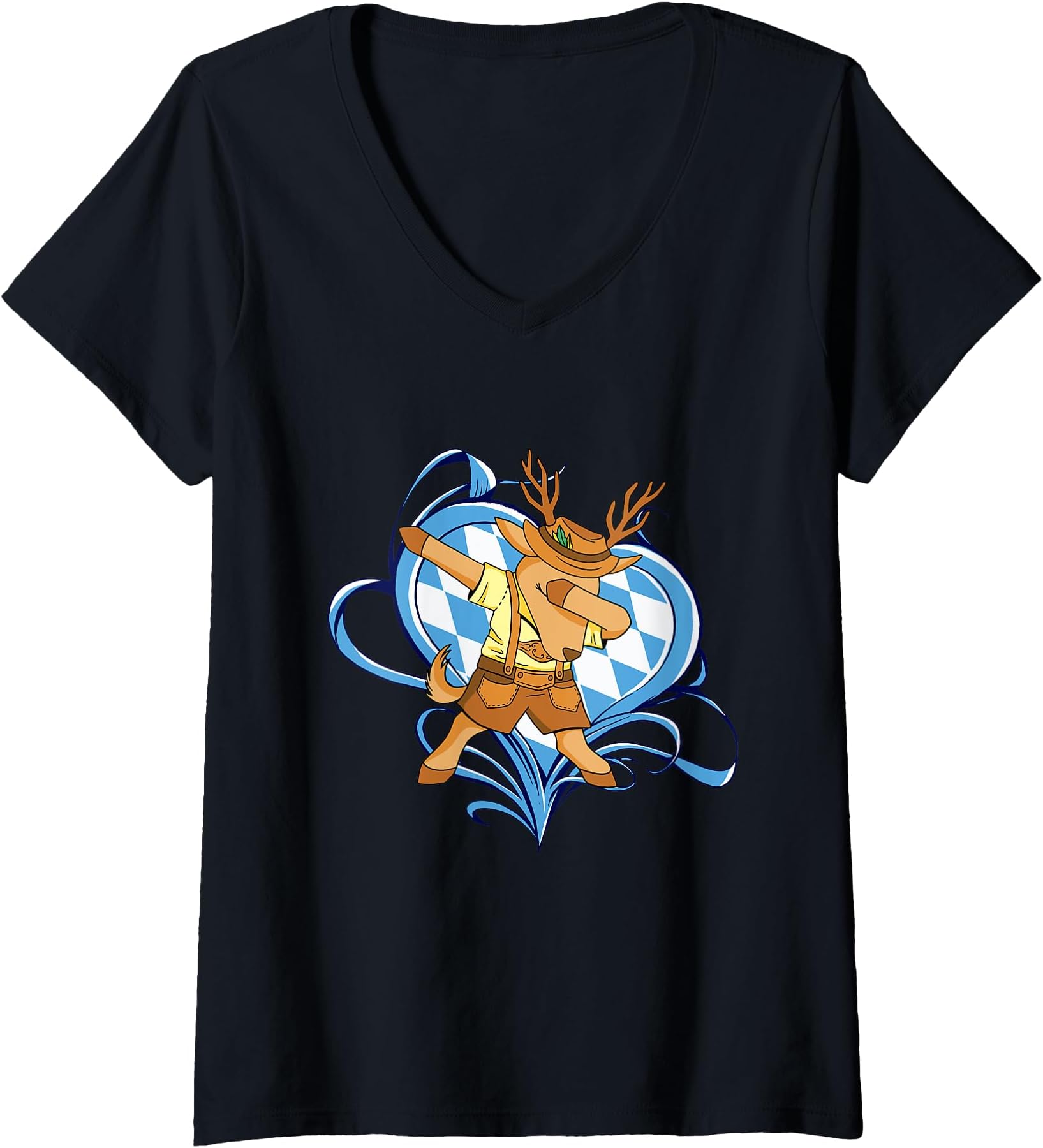 Bavaria Tracht Bavarian SouvenirsWomens Bavaria Tracht Deer Bavarian Souvenirs Deer Travel Party V-Neck T-Shirt