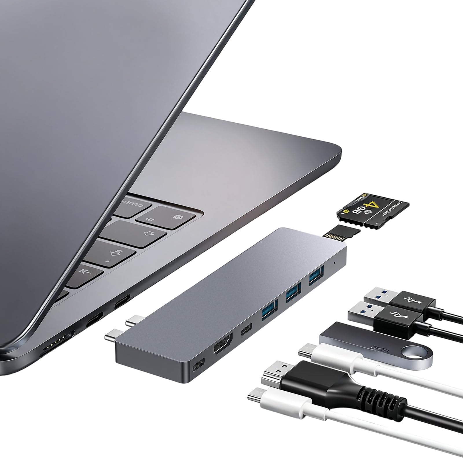 ZanBix USB C Hub, 8 IN 2 USB Adapter für MacBook Pro Air, Thunderbolt 4 Dock 100W PD, 40Gbps, 4K HDMI, USB C 3.0, 3 USB A 3.0, SD/TF-Kartenleser, Kampatibel mit MacBook Pro Air M1/M2/M3/M4