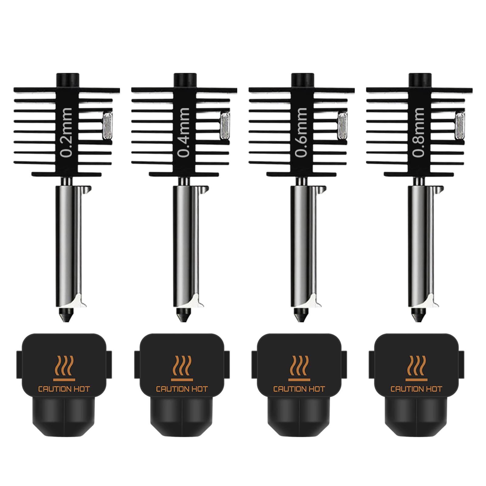Photo 1 of 4-Pack Bamboo A1 mini/A1/A2L Hotend Kit, 0.2/0.4/0.6/0.8mm Hardened Steel Nozzle for Bambu Lab A1 Series/A2L, 3D Printer Print Head Replacement Nozzle for Bambu A1 Parts Precision&High-Speed Printing
