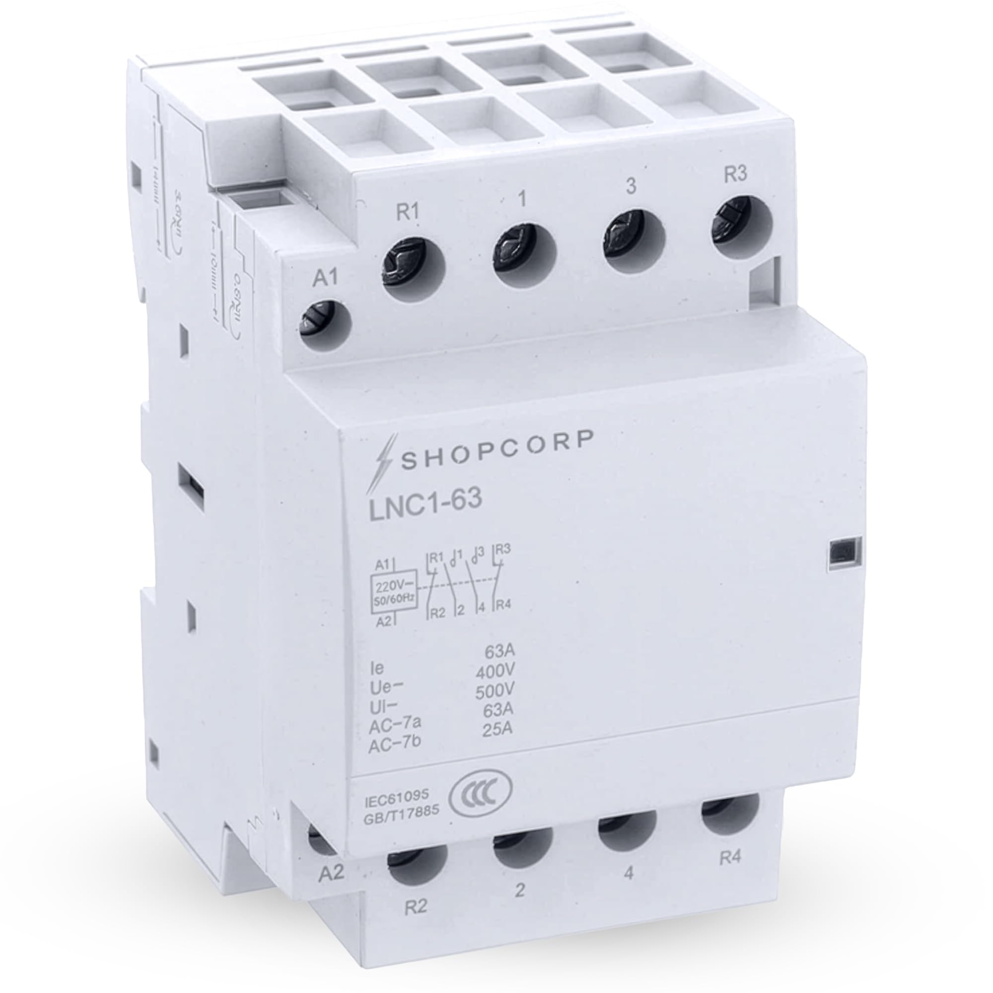 Contacteur 4 pôles bobine 220V AC 63A IEC 400V commutateur silencieux rail DIN