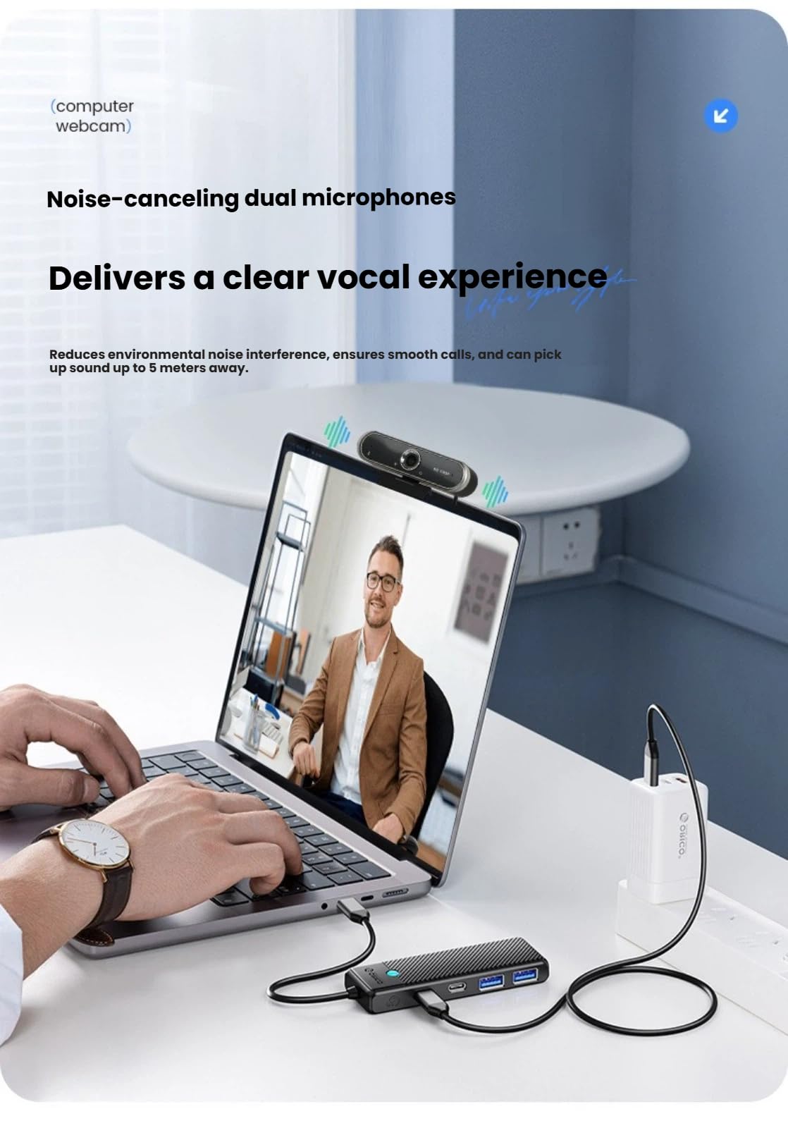 Cámara web HD de 1080P con micrófono, cámara web USB Plug and Play con micrófono con cancelación de ruido, cámara ajustable de escritorio/portátil para transmisión, videollamadas, zoom, conferencias