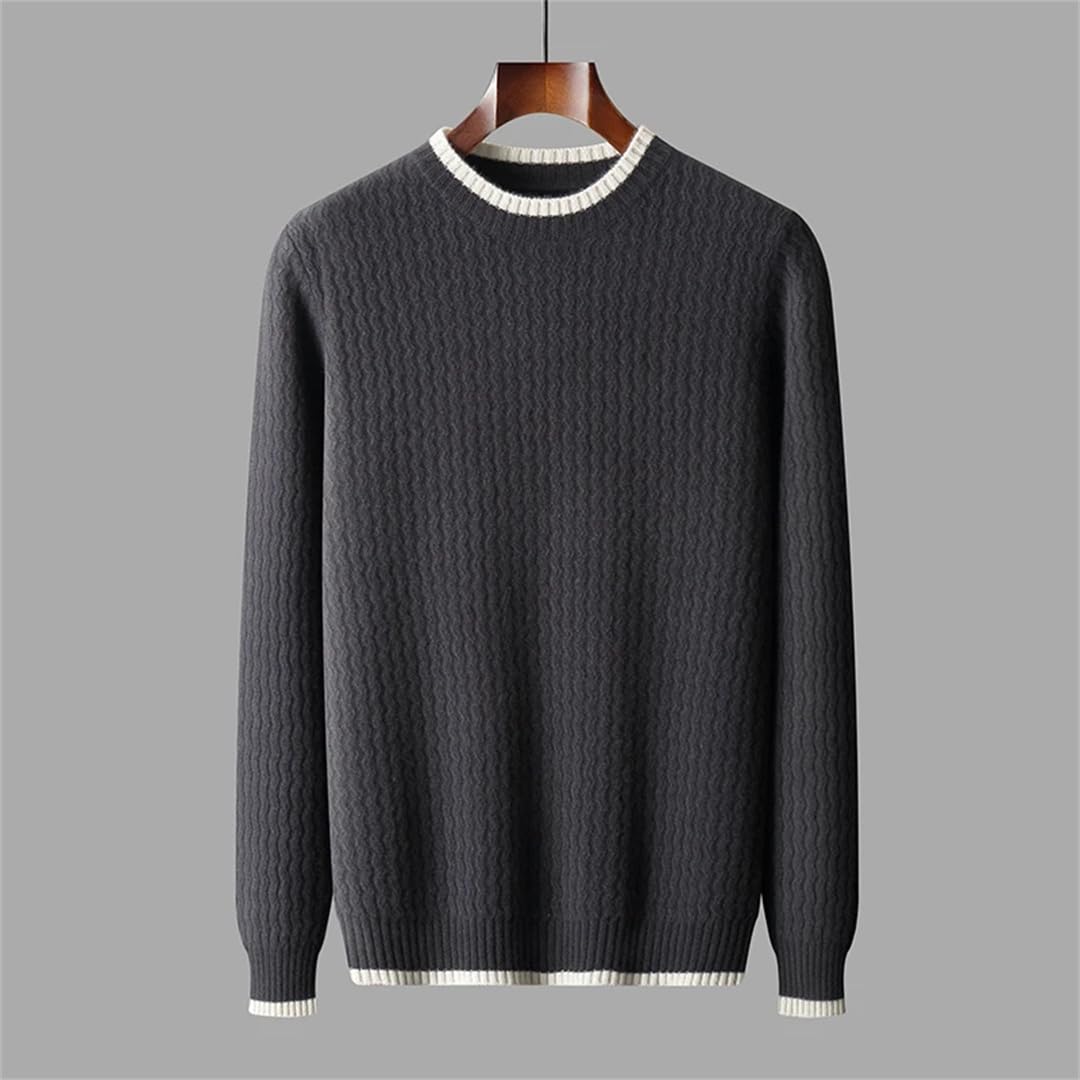 Yeuyyben Maglione in lana merino per gli uomini inverno ispessito moda casual motivo a righe pullover lavorato a maglia maglioni vintage