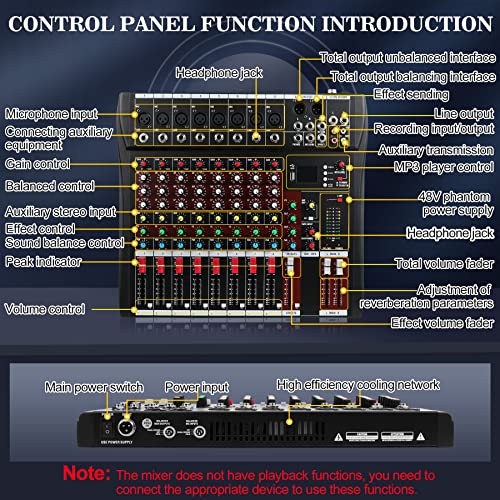 8-Channel Audio Mixer,Console With Bluetooth Usb,Audio Mixer With Effects,Dj Mixer,Dj Equipment For Computer Recording Input, Mixer Sound Board Console,Rca Input/Output For Professional And Beginner #TOP5