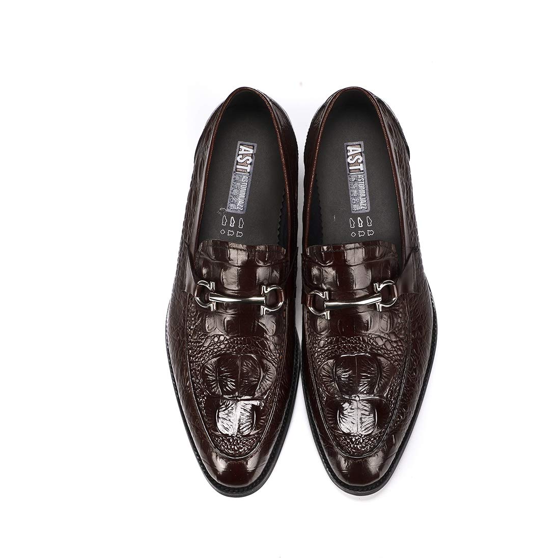 Mocasines Casuales Negocios en Relieve para Hombre Loafers Cuero Genuino Zapatos de Vestir Formales Silp On