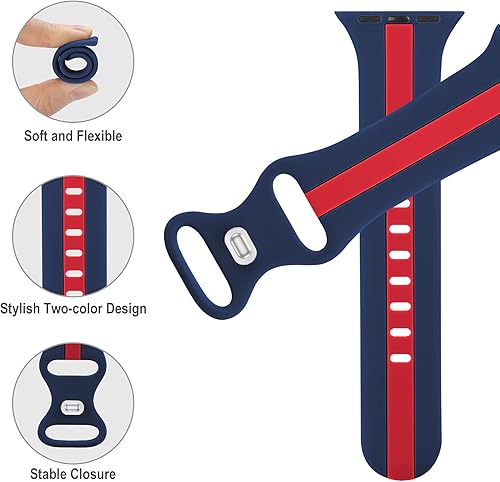Miniatura 2 de Seizehe - Correa deportiva de diseño compatible con Apple Watch iWatch de 38, 40, 41, 42, 44, 45 y 49 mm, unisex, correa de silicona suave para
