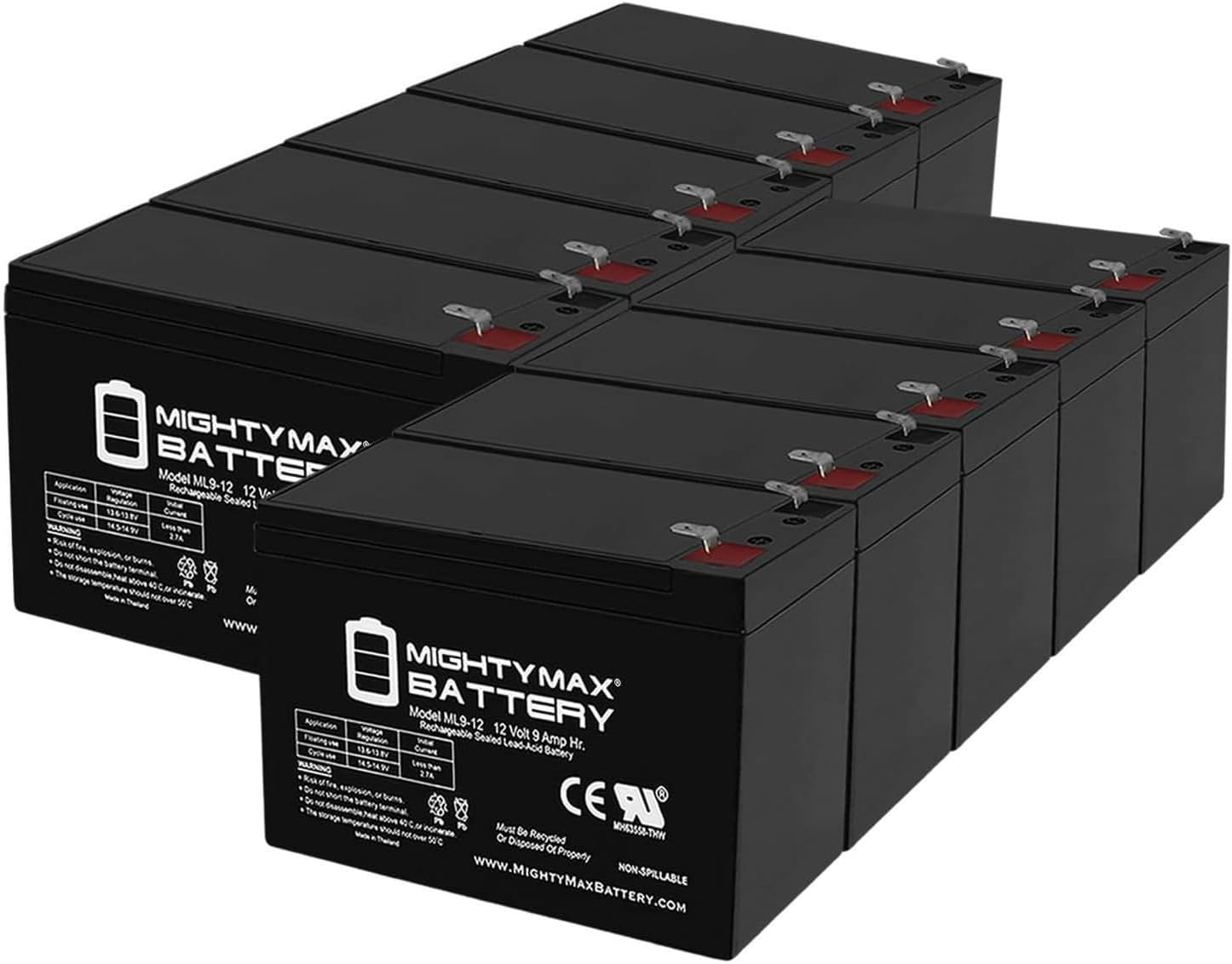 Mighty Max Battery12V 9Ah SLA Battery Replaces Sweet Pea Betty Daisy Vapor - 10 Pack