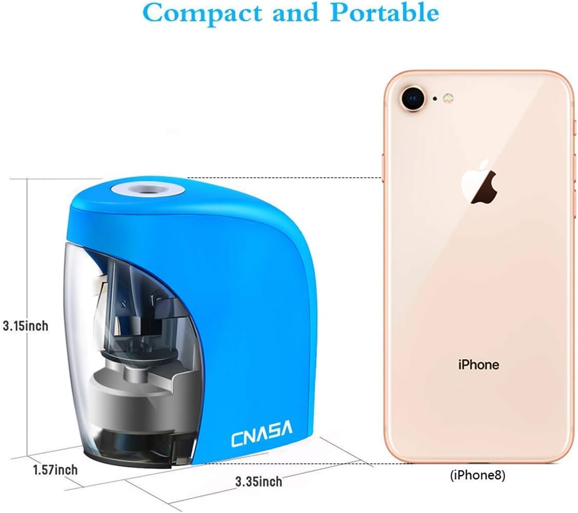 Electric Pencil Sharpener, Automatic Pencil Sharpener for NO. 2/Colored Pencils (6-8mm) with Auto Safe Feature,USB/Battery Operated in Classroom/Office Artist Students (Blue)