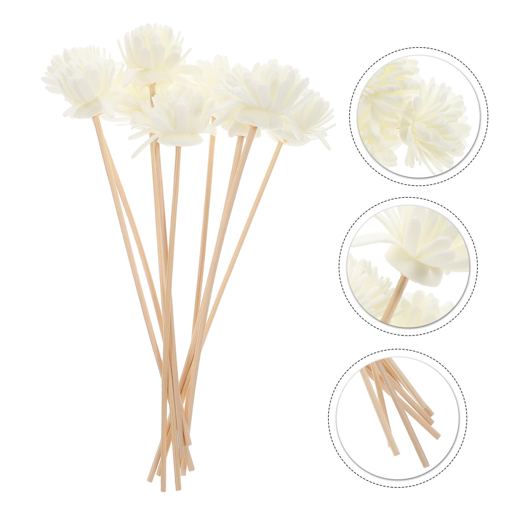 HOLIDYOYO 10pcs Chrysanthemum Aroma Diffuser Reeds Essential Oil Reed Sticks Diffuser Sticks and Bottle Rattan Reed Room Diffuser Sticks Accessories White Artificial Bamboo