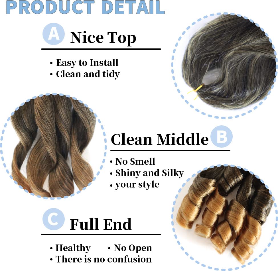 18 inch French Curl Braiding Hair 8 Pack crochet braids hair extensions Curl Braids Crochet Hair expression hair french curl braiding hair Extensions Pre Stretched Bouncy Braiding Hair(18inches,T27#) - Image 3