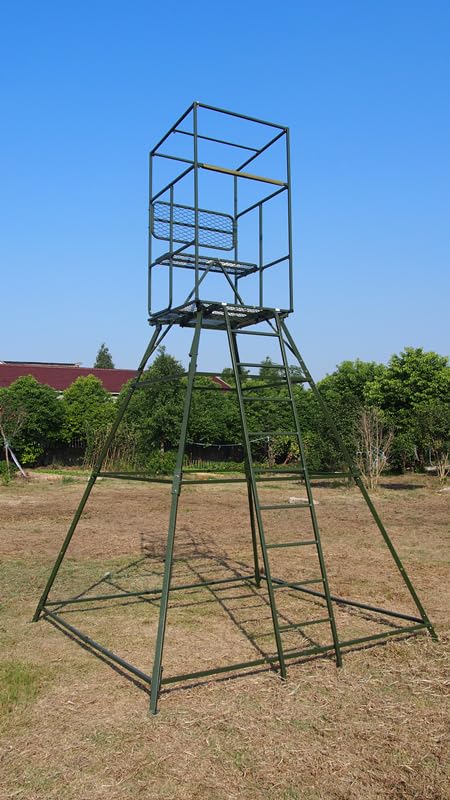 Berger + Schröter Ansitzkanzel Hochsitz mit wetterfestem Kanzelüberzug Tarnoptik Gesamthöhe ca. 430cm