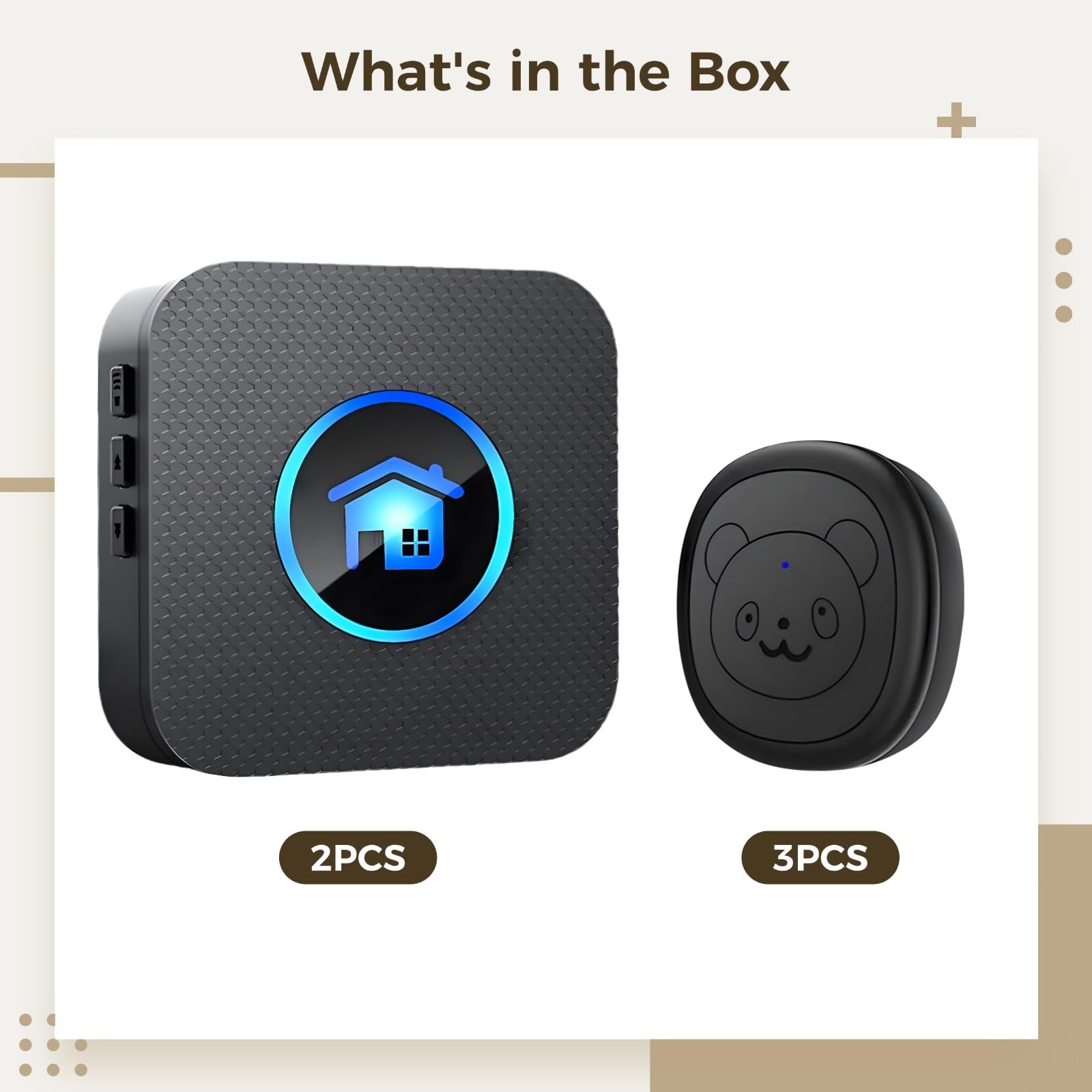 Wireless Dog Doorbell System with 3 Waterproof Transmitters & 2 Receivers, 984Ft Range, Simple Setup for Pet Training & Potty Bells