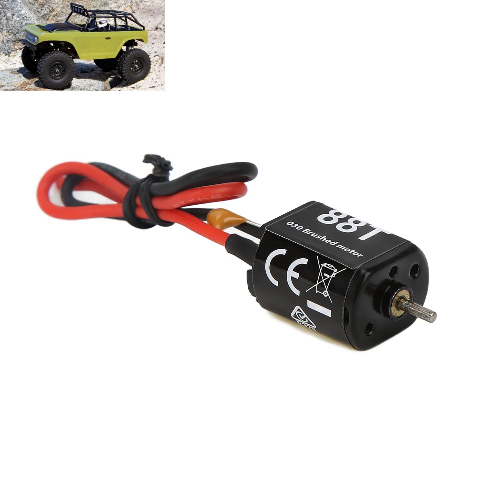 88T Bushed Motor, High Low Noise RC 030 88T Bushed Motor for Axial SCX24 AXI90081 1/24 RC Crawler Car