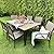 MIXPATIO Patio Table and Chairs Set, Patio Dining Set for 6 with Chairs and Wood-Like Rectangle Steel Table for Deck Backyard Lawn Poolside Brown