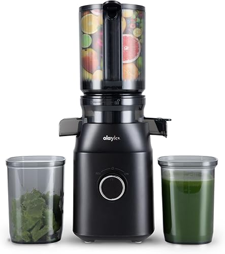 Exprimidor de prensa en frío con canal de alimentación grande de 4.3 pulgadas para frutas y verduras enteras, máquina masticadora con receta de