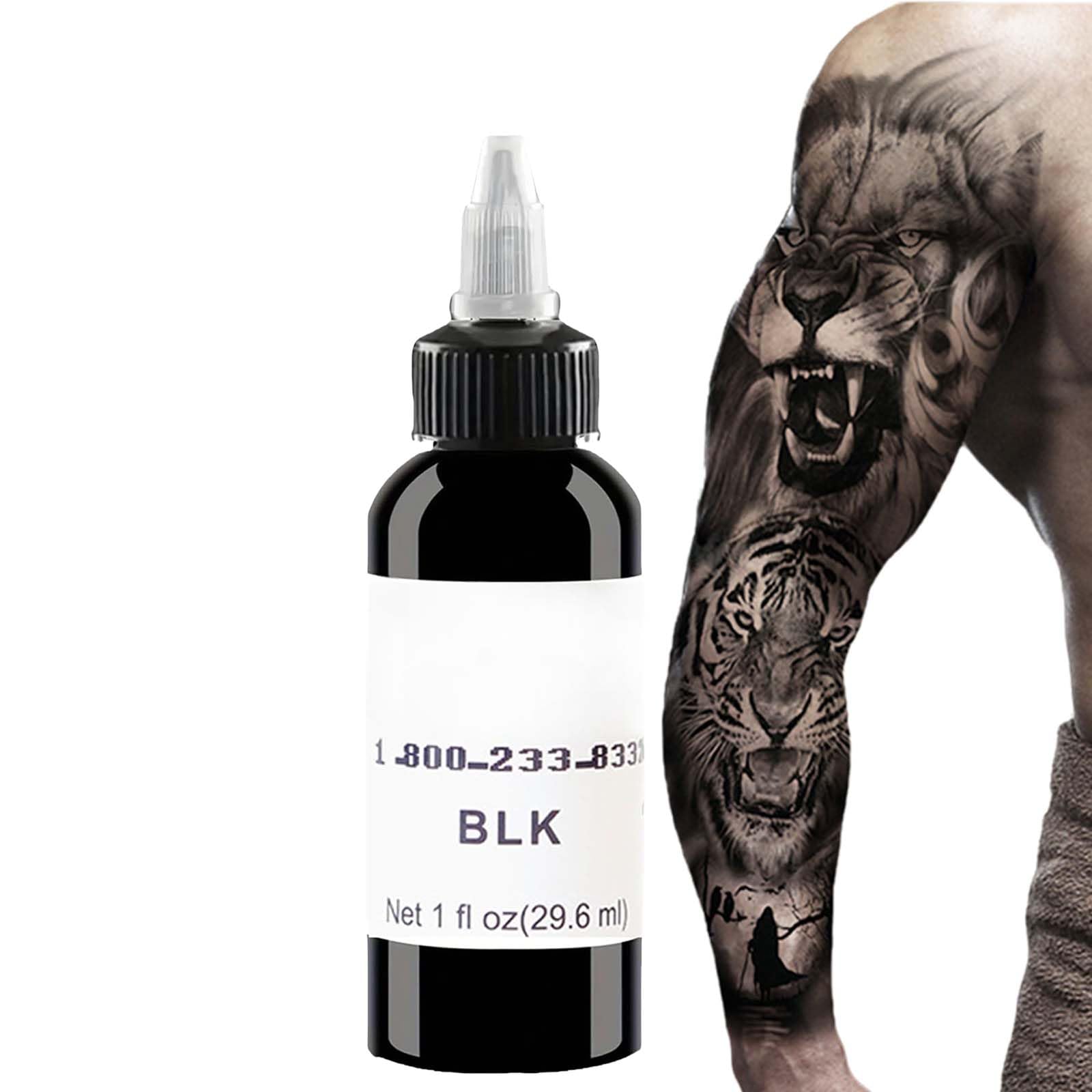 KKwoter Black Tattoo Ink, Dynamic Tattoo Ink, Tattoo Practice Ink, Easy to Color, Repair Without Fading, 10 ml