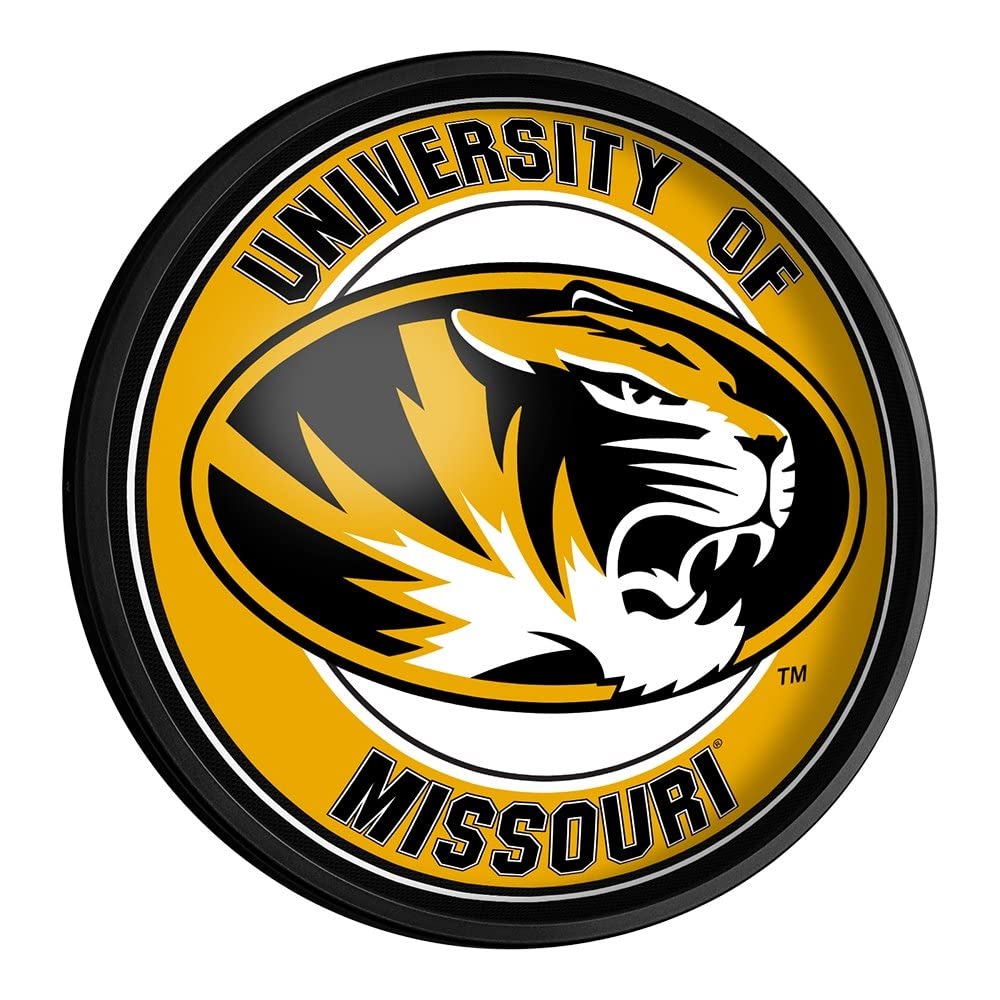 The Fan-Brand Missouri Tigers Round Slimline Lighted Wall Sign - Football, Basketball & Baseball Wall Decor - College Sports Decor for Home, Office, Game Room, Fan Cave, Garage - USA Made