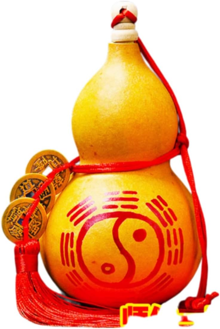 手绘天然葫芦 Feng Shui Good Amulet 带五帝钱开口野生八卦葫芦门对门对窗对厕所 fengshui Chinese Tassel Ornaments-1904