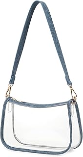 Clear Tote Bag Stadium Approved Clear Purse PVC Handbag Retro Classic Transparent Bag for Concert