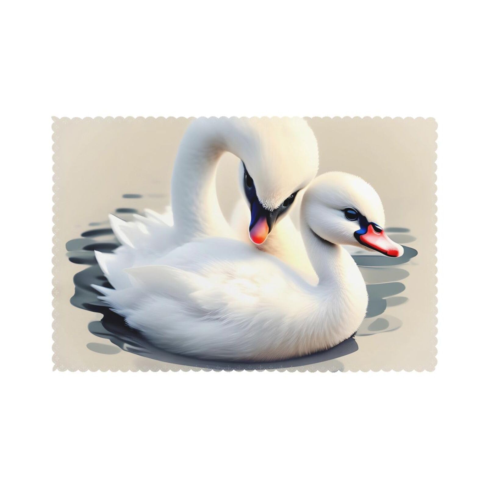 Cute little swan Placemat set of 6, oil-proof and insulated dining table placemats, washable and wipeable.