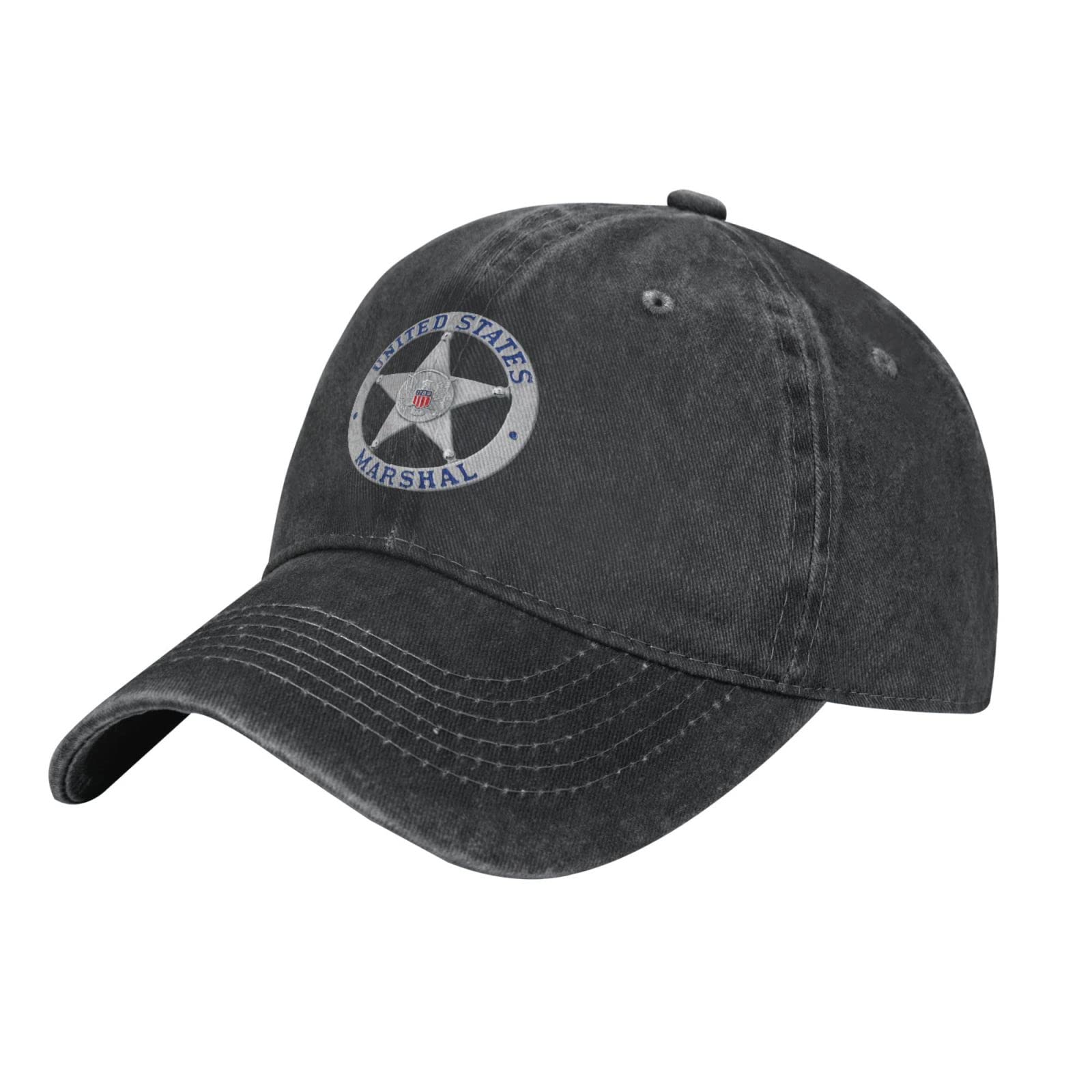 YINGD Baseball Cap U.S. Marshal Service Badge Adjustable Cowboy Hat Breathable Sun Hat Unisex Fit for Men and Women Black