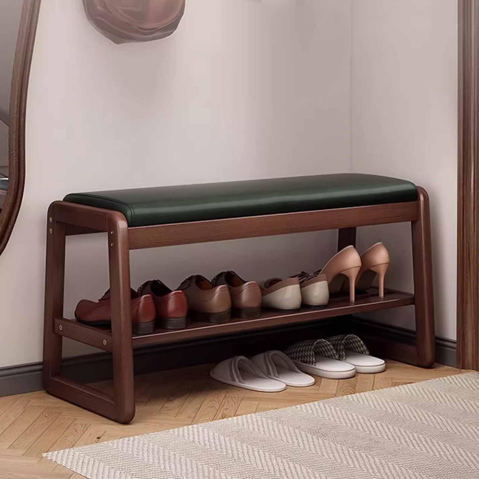 Banc à chaussures en bois stable : meuble de rangement ergonomique pour couloirs étroits