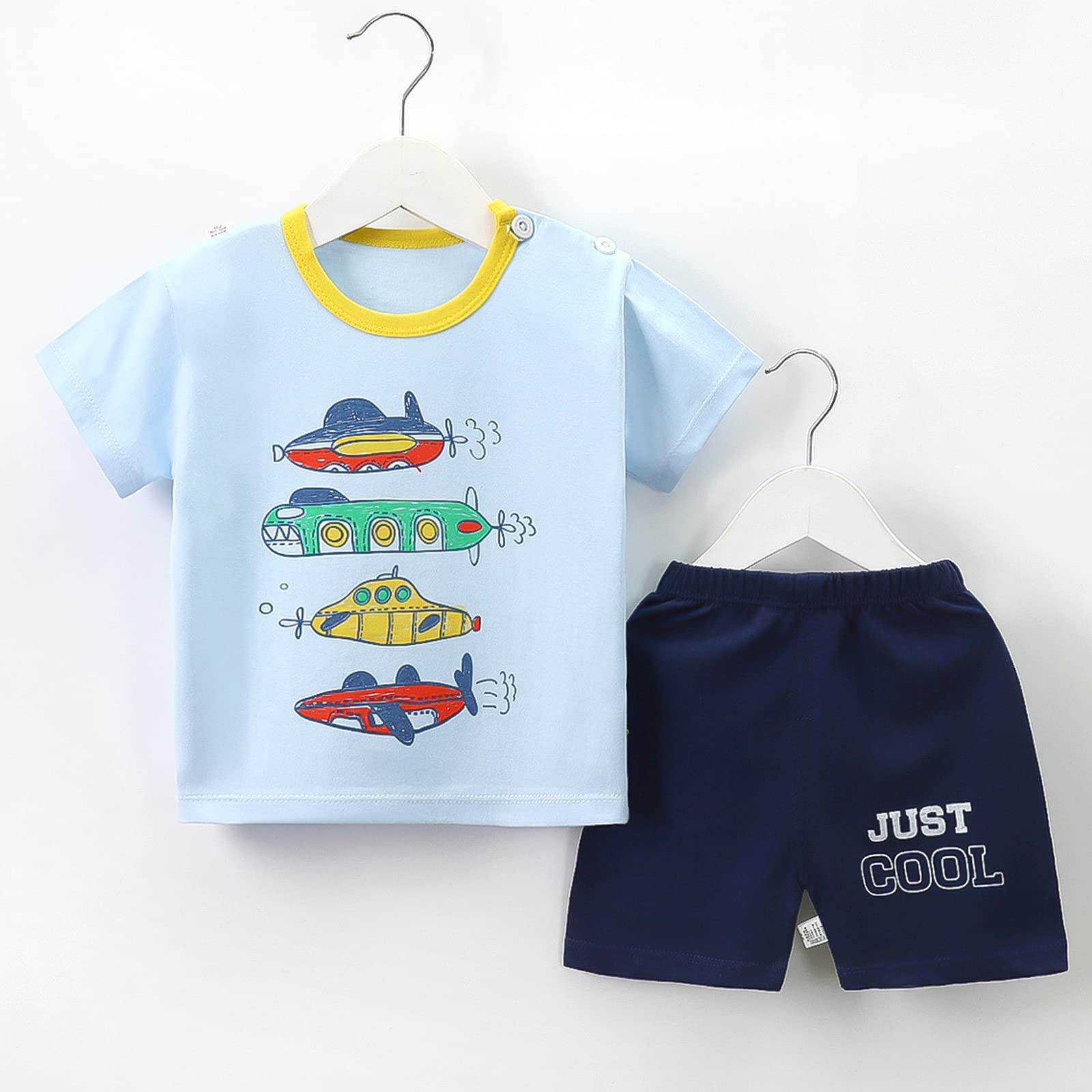 Baby Kleinkind Jungen 4 Stück T-Shirts und Shorts Dinosaurier Tops & Shorts Sommer Outfits