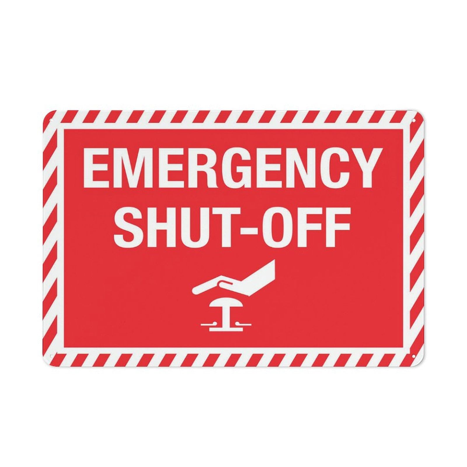 Emergency Shut Off Button Sign 8"x12" Rust-Free Aluminum Outdoor Metal Tin Sign for Home, Business, Yard
