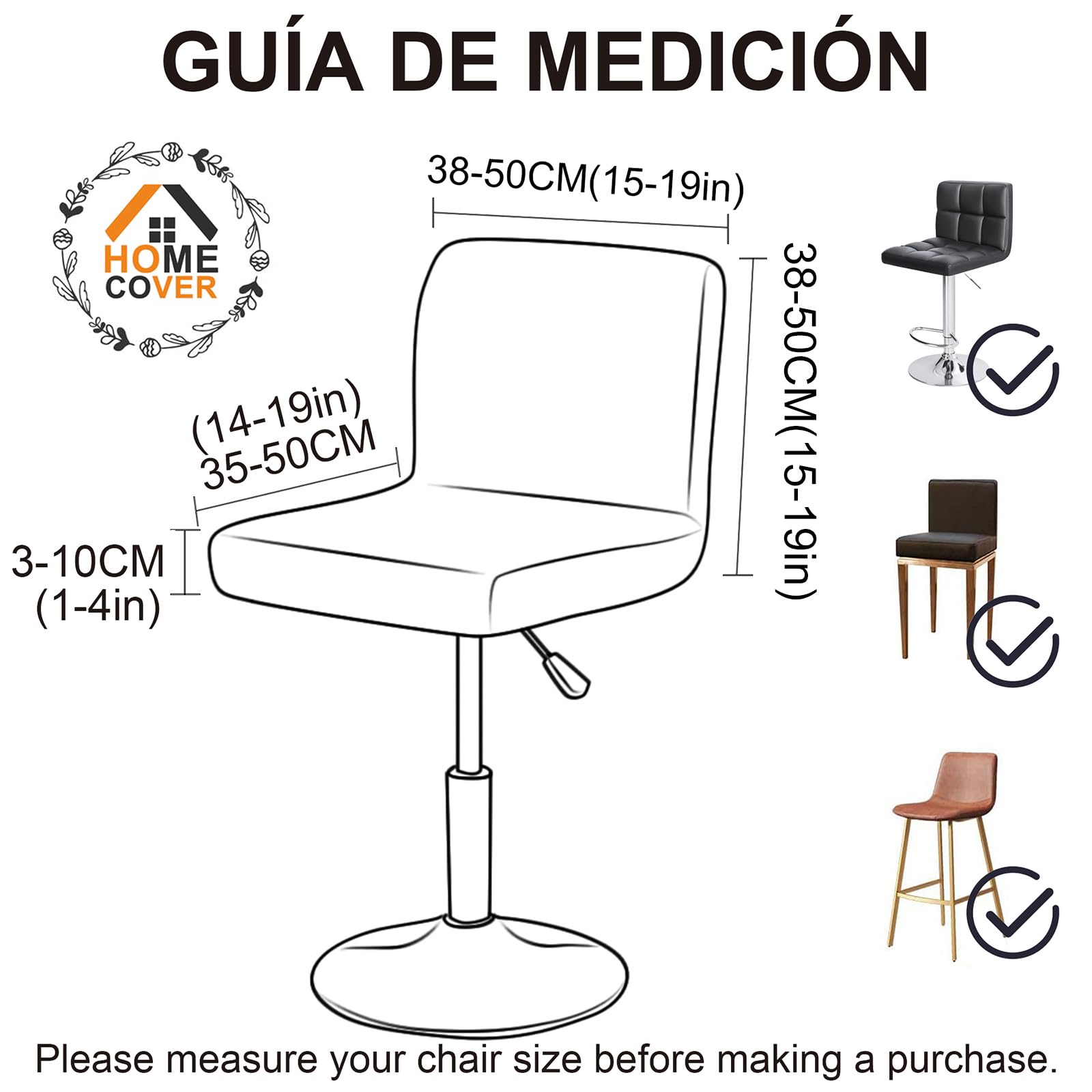 Fundas para Taburetes De Bar con Respaldo, Elástica Terciopelo Fabric Fundas para Taburetes Altos De Cocina Extraíble Respaldo Bajo Giratorio Fundas para Sillas-Negro-4 Piezas