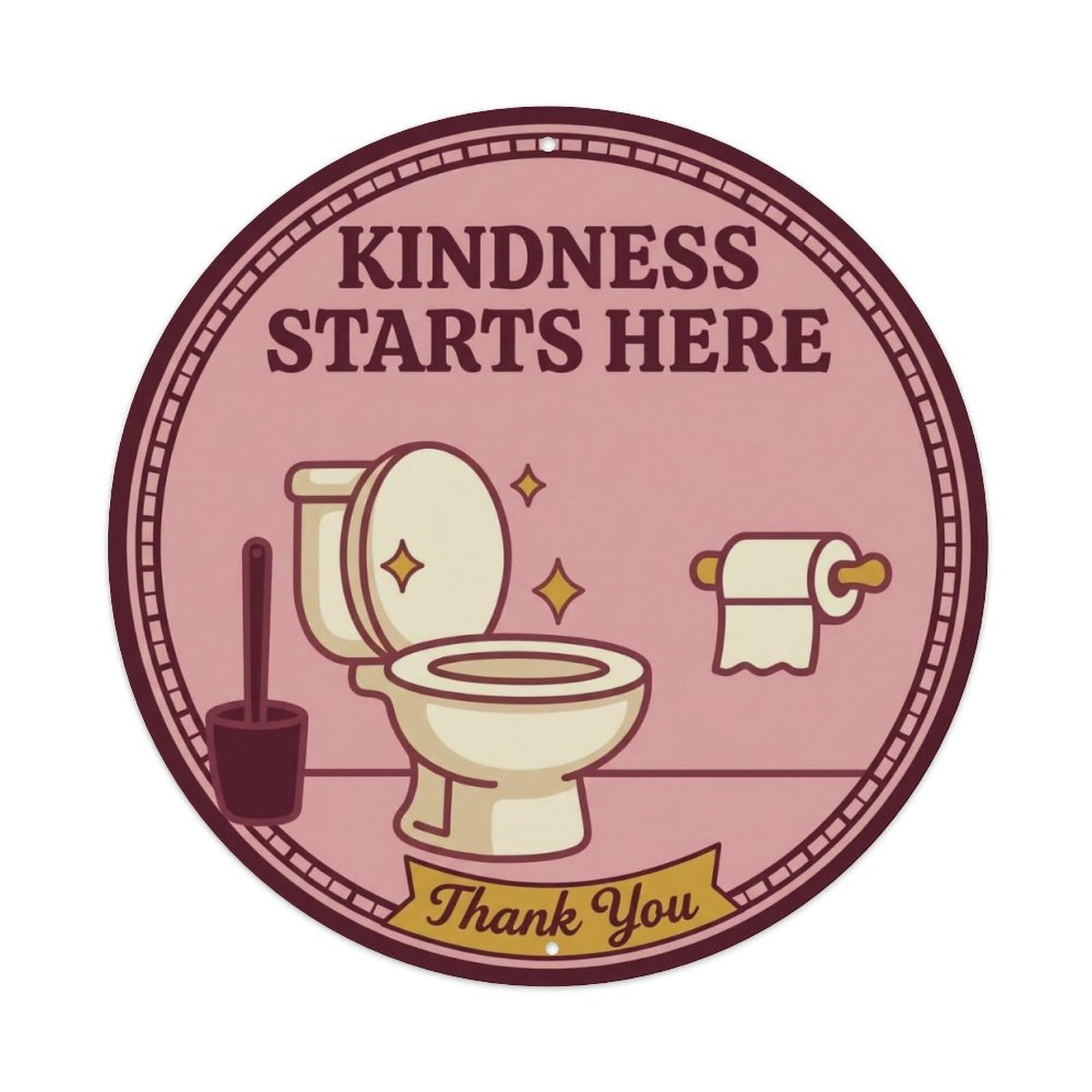 Toilet Clean Bathroom Reminder Kindness Starts Here Metal Tin Sign