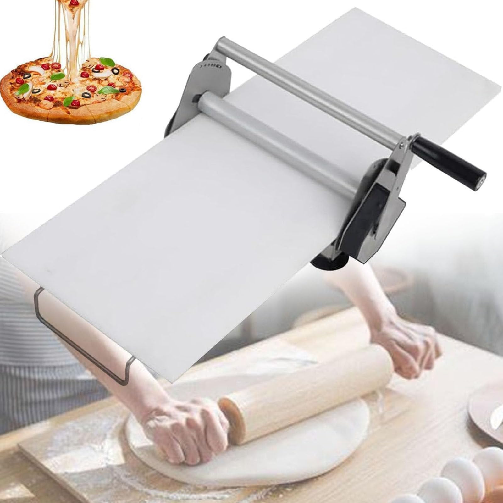 Laminoir à Pâte Manuel Acier Inoxydable Avec Grande Planche 70×30cm/100×40cm,épaisseur Réglable 0,5-27mm,Laminoir à Pâtisserie Pliable Professionnel Pour Boulangerie,Pizza,RS201
