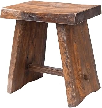 Nordic Teak Natural Teak Wood Shower Stool with Curved Seat & Shelf | Spa-Style Bench for Bath | Shower | SPA | Pool | Patio | Premium Grade