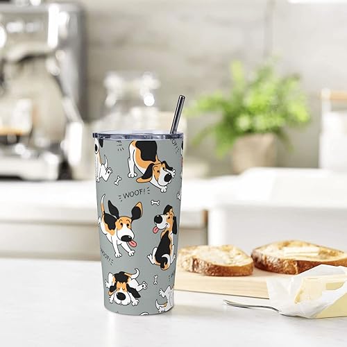 Miniatura 7 de Xisover Vaso de acero inoxidable de 20 onzas con aislamiento al vacío con tapa y pajilla, botella de agua aislada al vacío para el hogar, la oficina