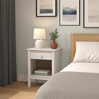 From the Tree Furniture Solid Wood Nightstand with Single Drawer – Compact Bedside Table for Small Spaces