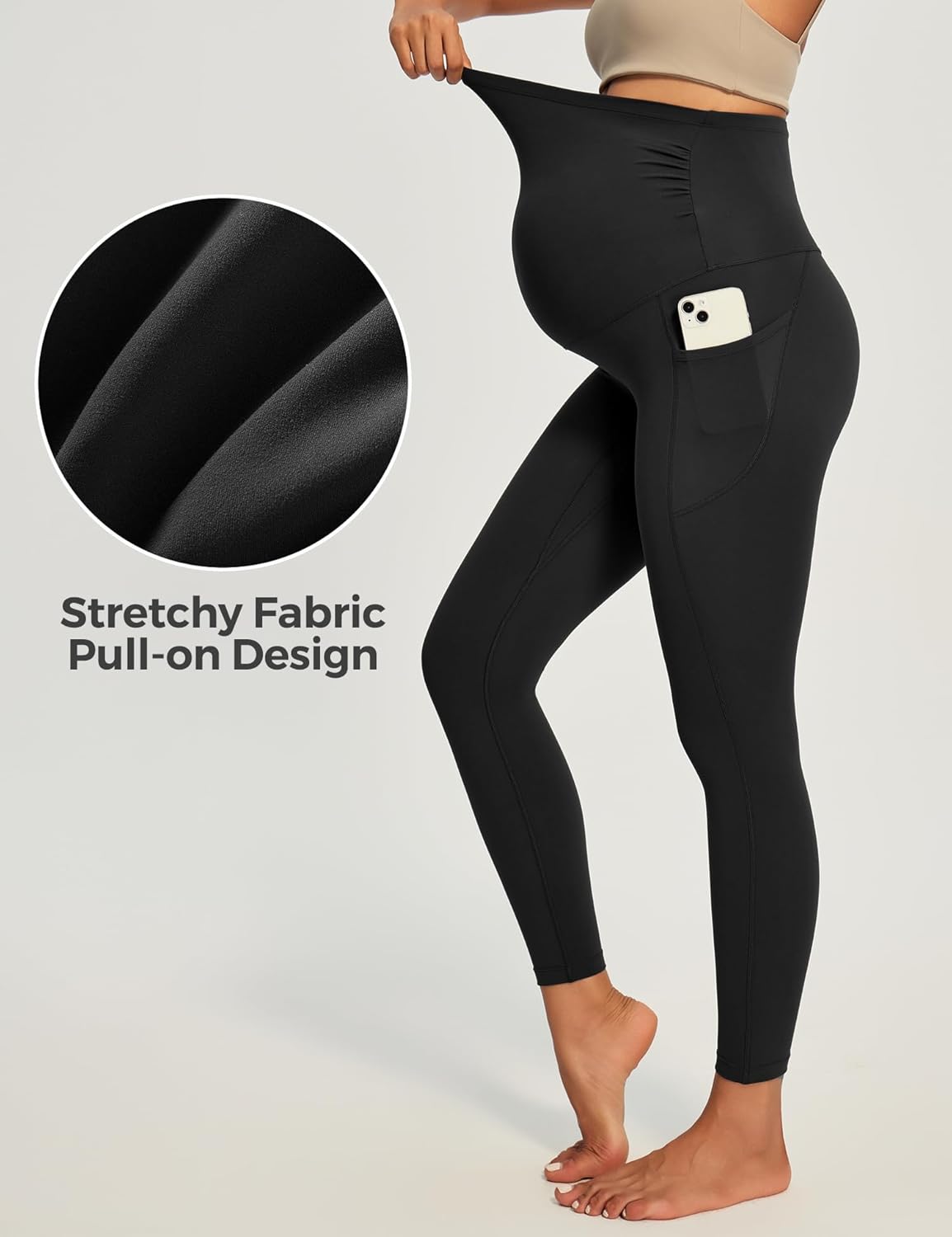 IUGA Buttery Soft Maternity Leggings Over The Belly Maternity Pants with Pockets Maternity Clothes for Yoga Work - Image 5