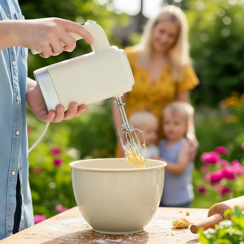 CARTMAN Cordless Hand Mixer with Removable Battery, 7-Speed Handheld Kitchen Mixer, for Baking Cake, Egg, Cream Food, Electric Mixer with Beaters, Whisks, USB-C Charge Cable