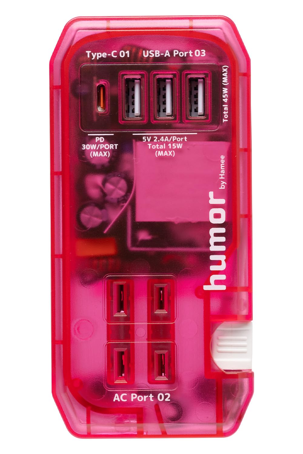 humor handy Plus AC充電器 PD30W対応 USB タップ (クリア/マゼンタ)