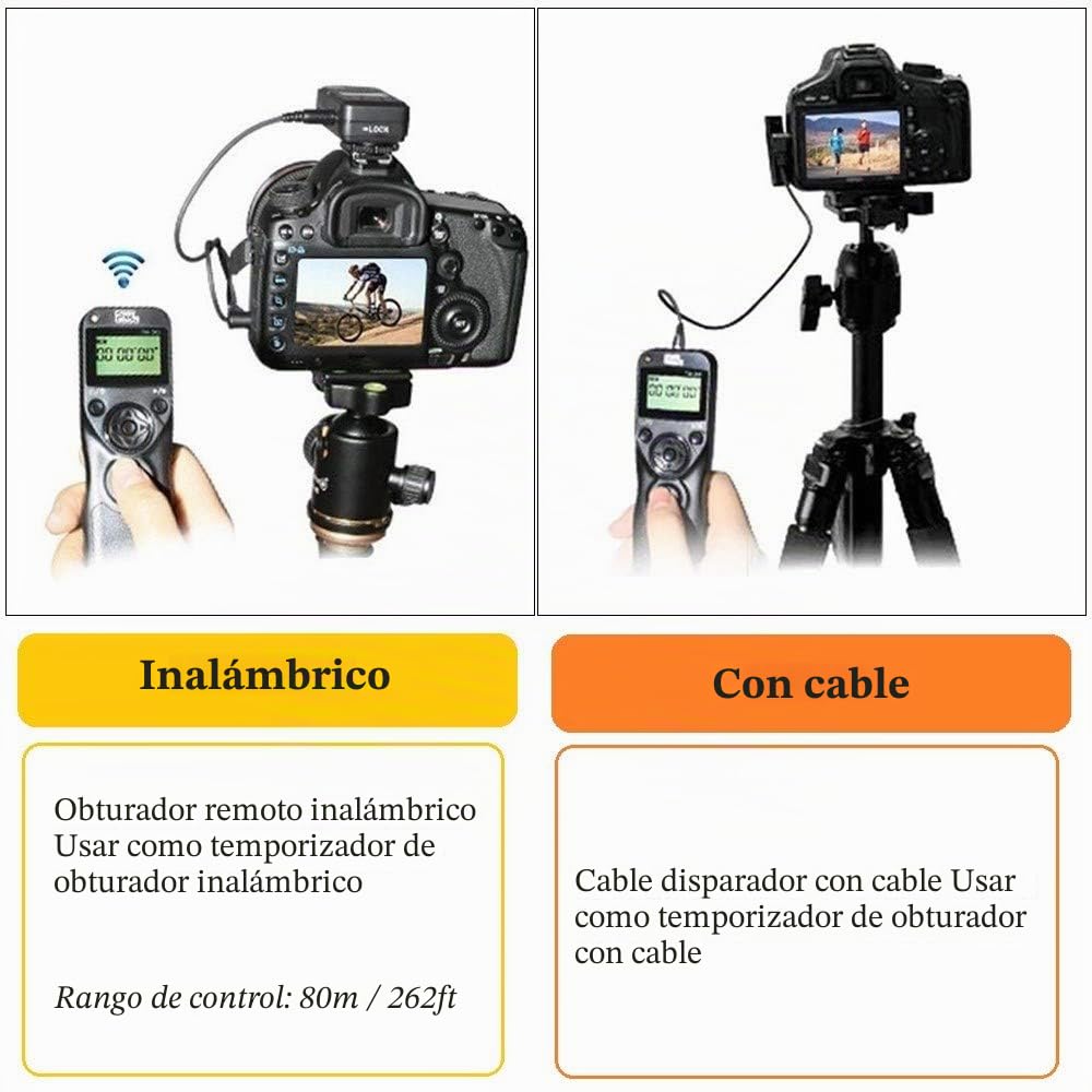 Pixel Pro Inalámbrico Cámara Disparador a Distancia Temporizador TW283-E3 Timer Remoto Compatible con Canon EOS R R6 RP 90D 250D 200D Compatible con Olympus EM1X EM1-III EM5-III Fuji XT3 XT4 XT30