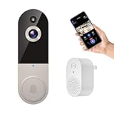 1080P Smart Wireless Video Doorbell Camera, AI Human Detection, 2.4G WiFi, Two-Way Talk, Battery Powered, Night Vision, Real-Time Alerts, Weather-Resistant, Cloud Storage (Linen)