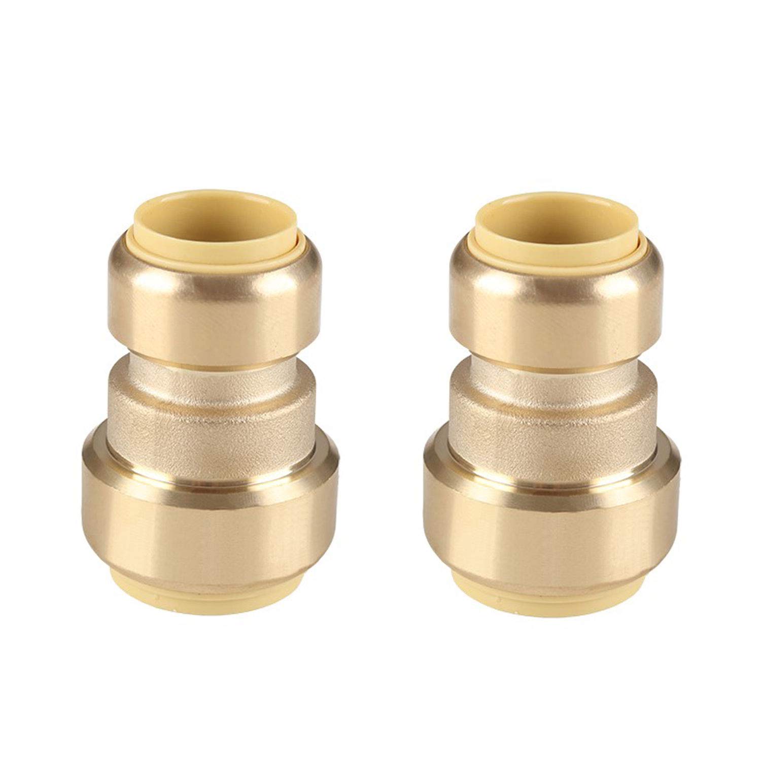 Pack de 2 acoplamientos reductores PushFit 3/4" x 1/2" | Conexión de tubería para cobre, PEX, CPVC, certificado sin plomo (3/4" x 1/2")