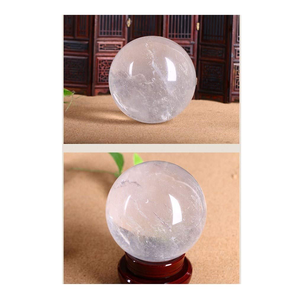 bola de cristal (en la magia occidental) Transferencia de cristal blanco natural de cristal de la bola bola de cristal con el soporte base Feng Shui bola Auspicioso Feng Shui Decoración de entrada bol